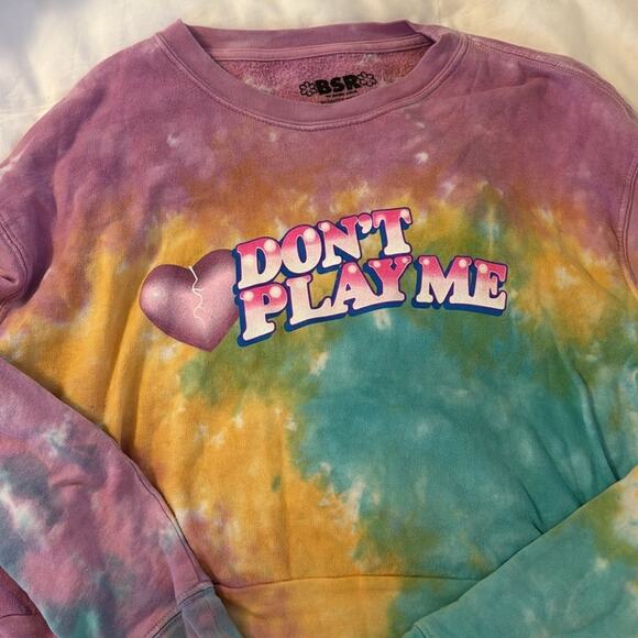 Revolve BSR Samii Ryan Don't Play Me Cropped Sweatshirt Size Medium - Picture 3 of 7